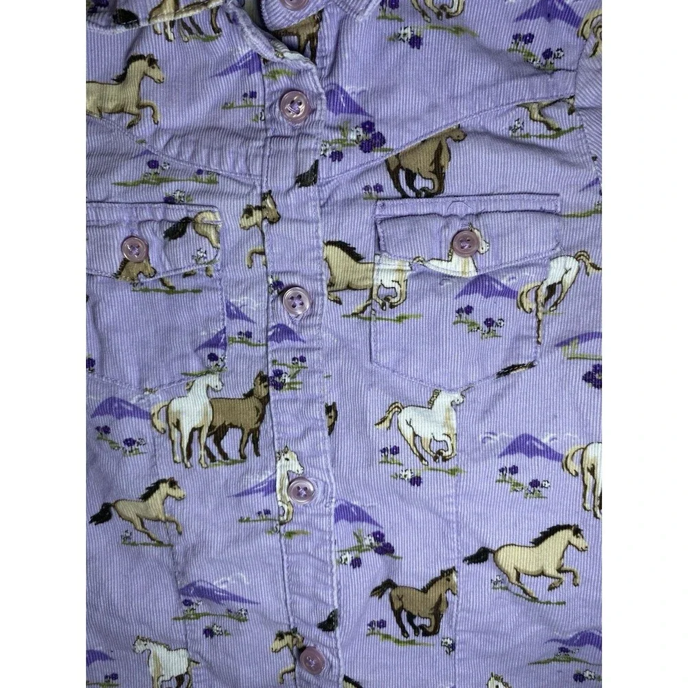 Gymboree Girls Size 4 Purple Corduroy Horse Western Shirt 2009
